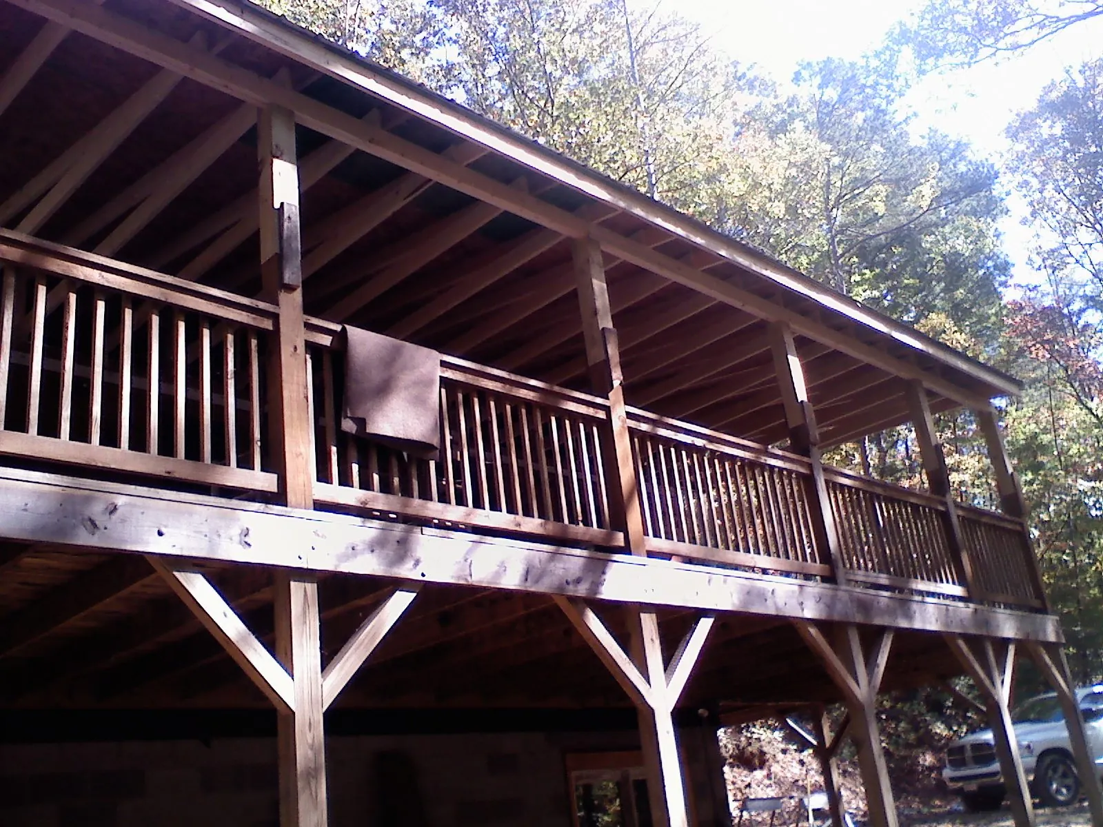 Timber framing under a new elevated porch and deck — Roof Leak Repair in Lampasas by Roofing Brothers